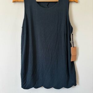 Halogen Dark Green Scalloped Tank Top